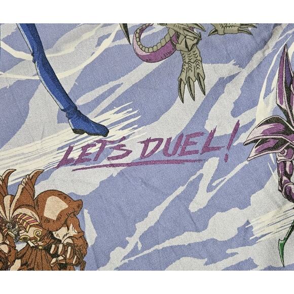Vintage Yugioh Twin Flat Sheet 90s Heavyweight Cotton Anime Cartoon 63x99 Kids - Picture 5 of 7